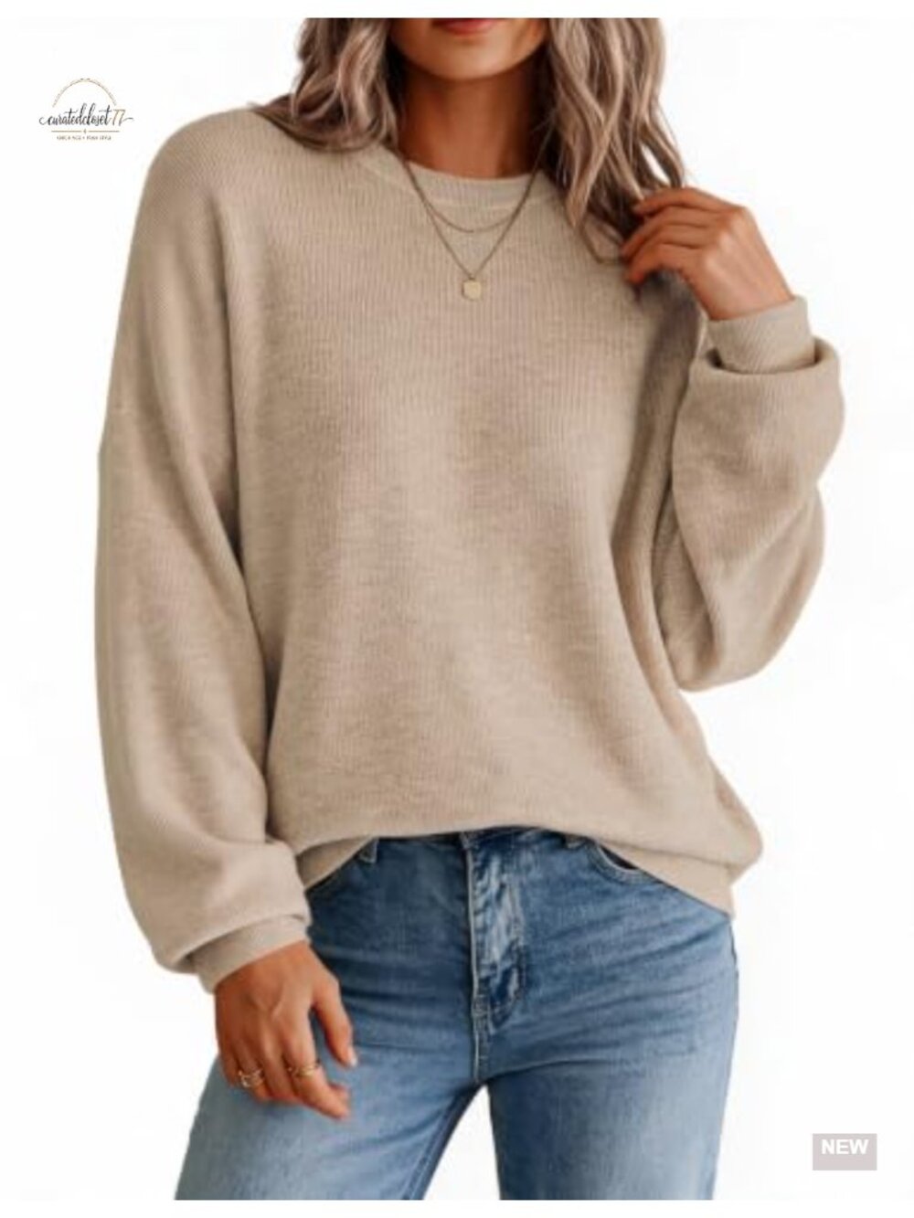 Zeagoo Oversized Knit Sweater Women Crewneck Long Sleeve Pullover